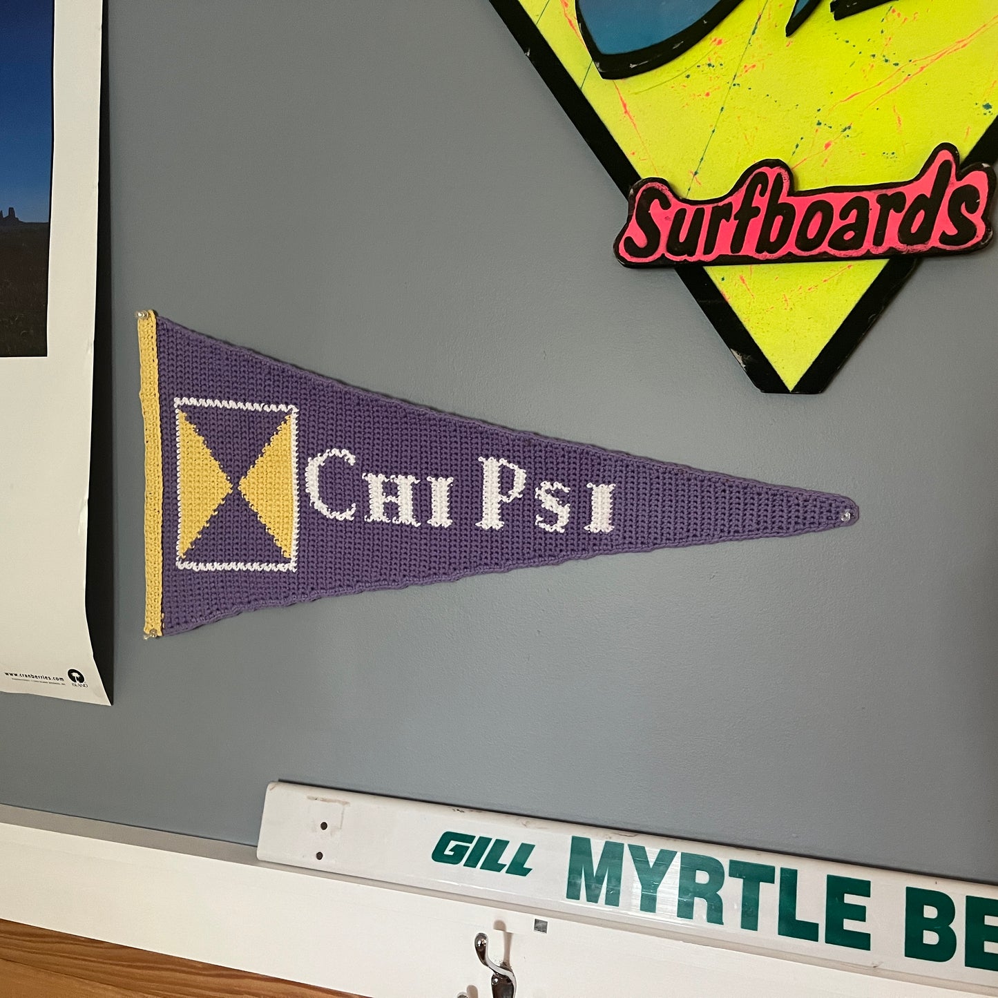 College Fraternity Pennant Grid Pattern - Chi Psi